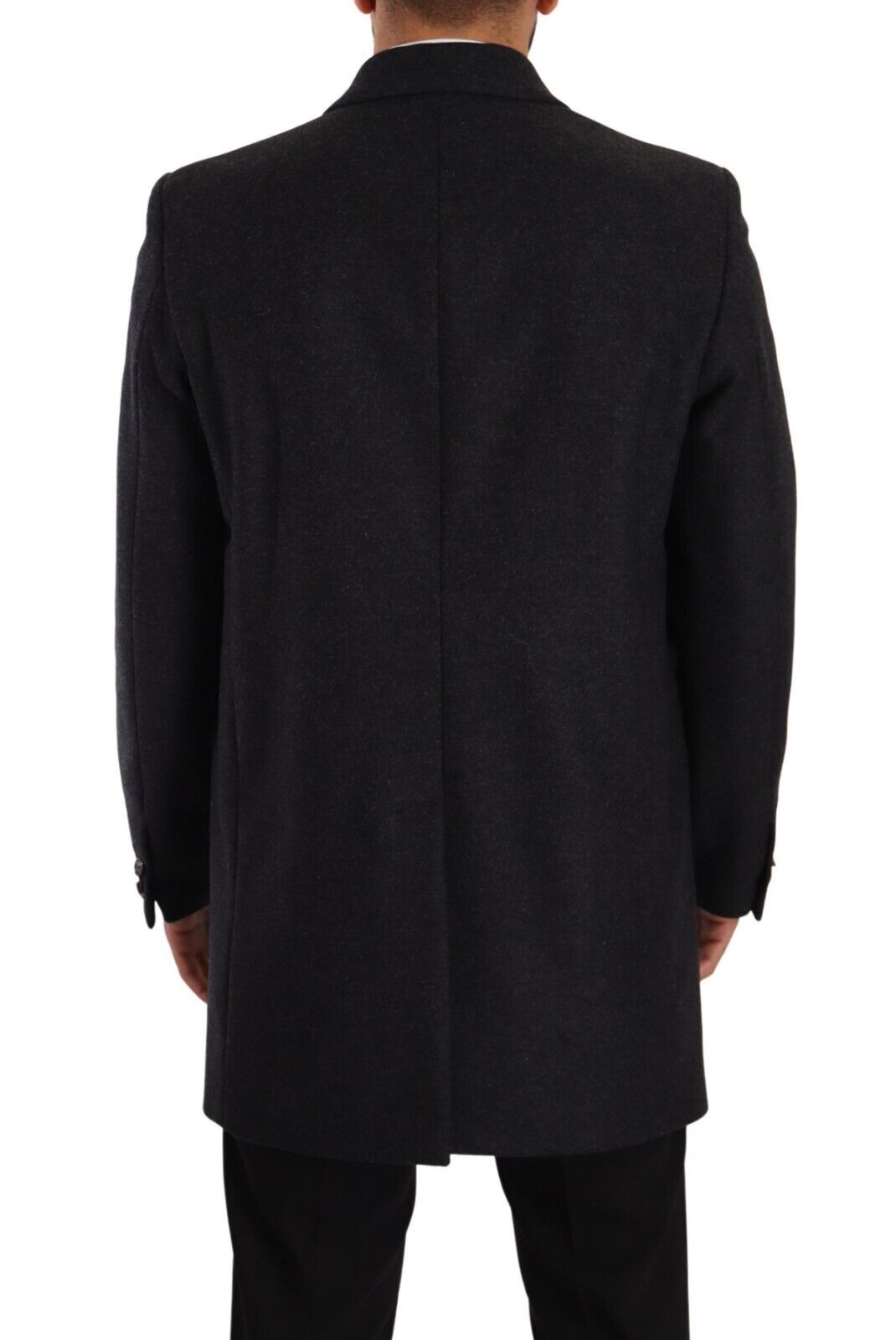Chaqueta de gabardina de lana gris oscuro para hombre