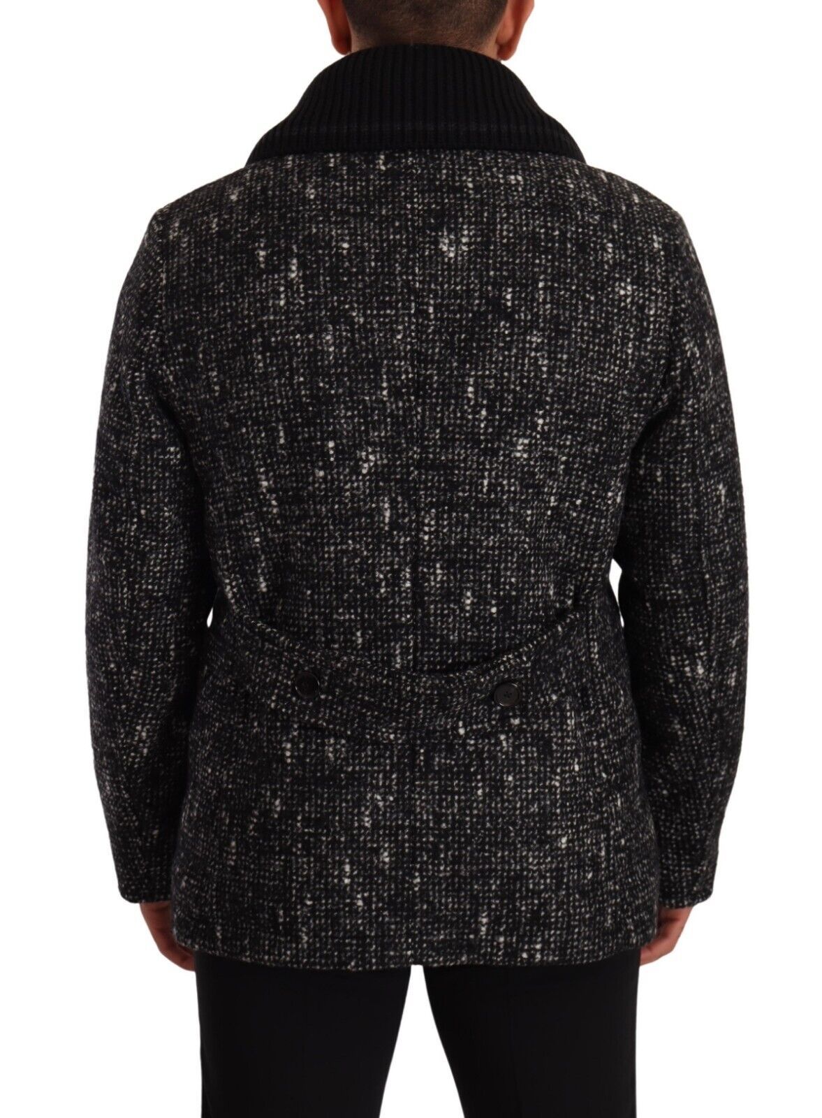 Chaqueta de lana negra cruzada para hombre
