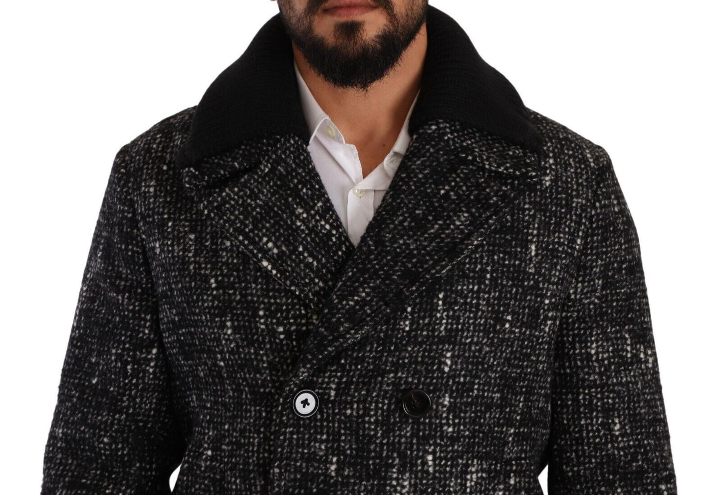 Chaqueta de lana negra cruzada para hombre