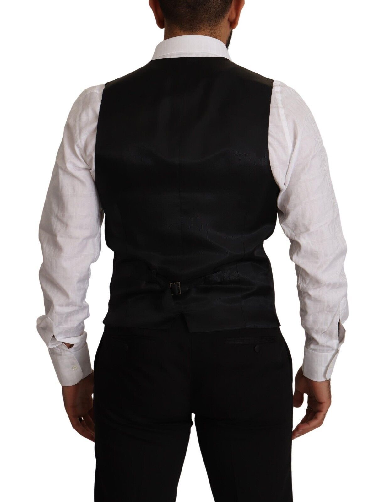 Chaleco elástico de lana a rayas azules