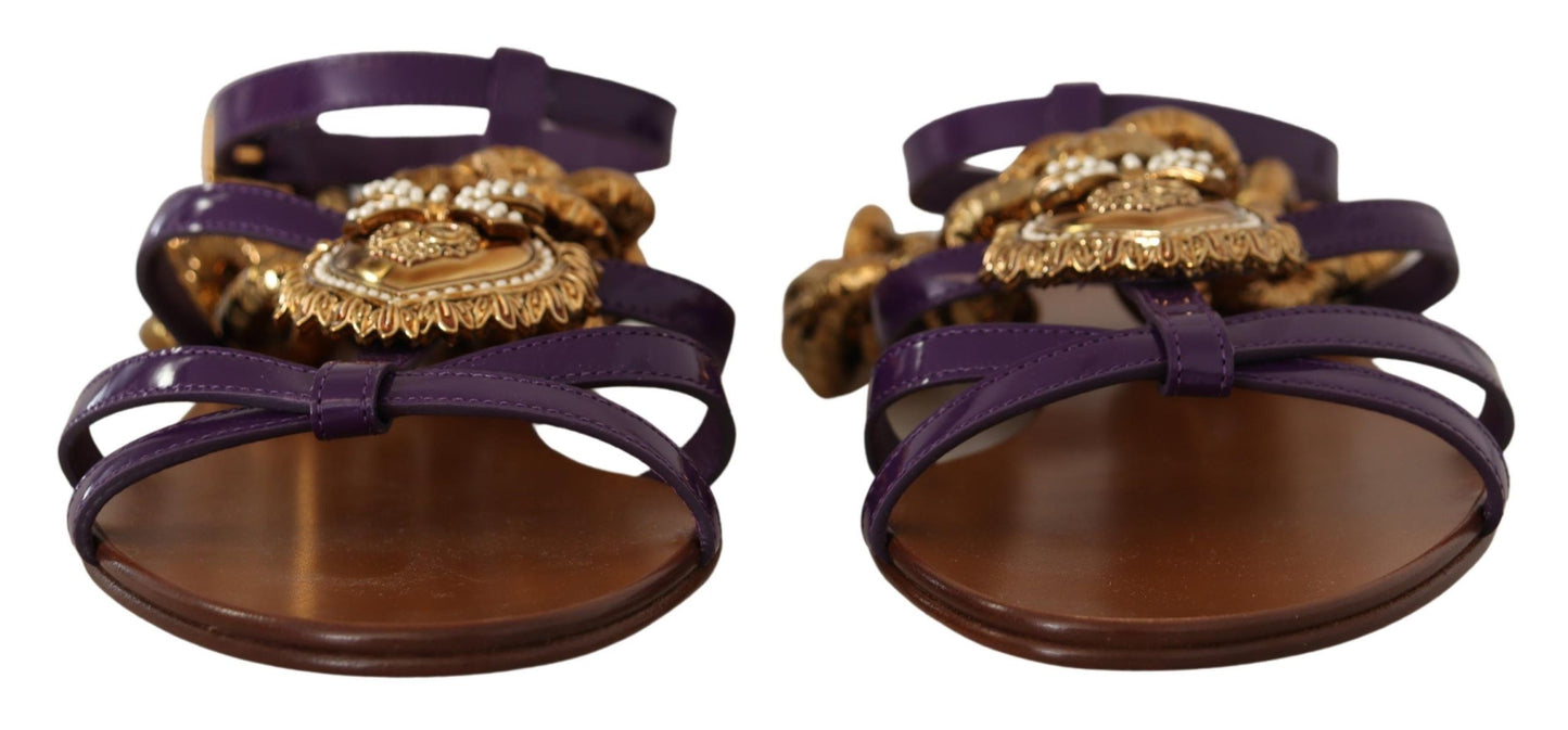 Sandales plates en cuir violet Devotion