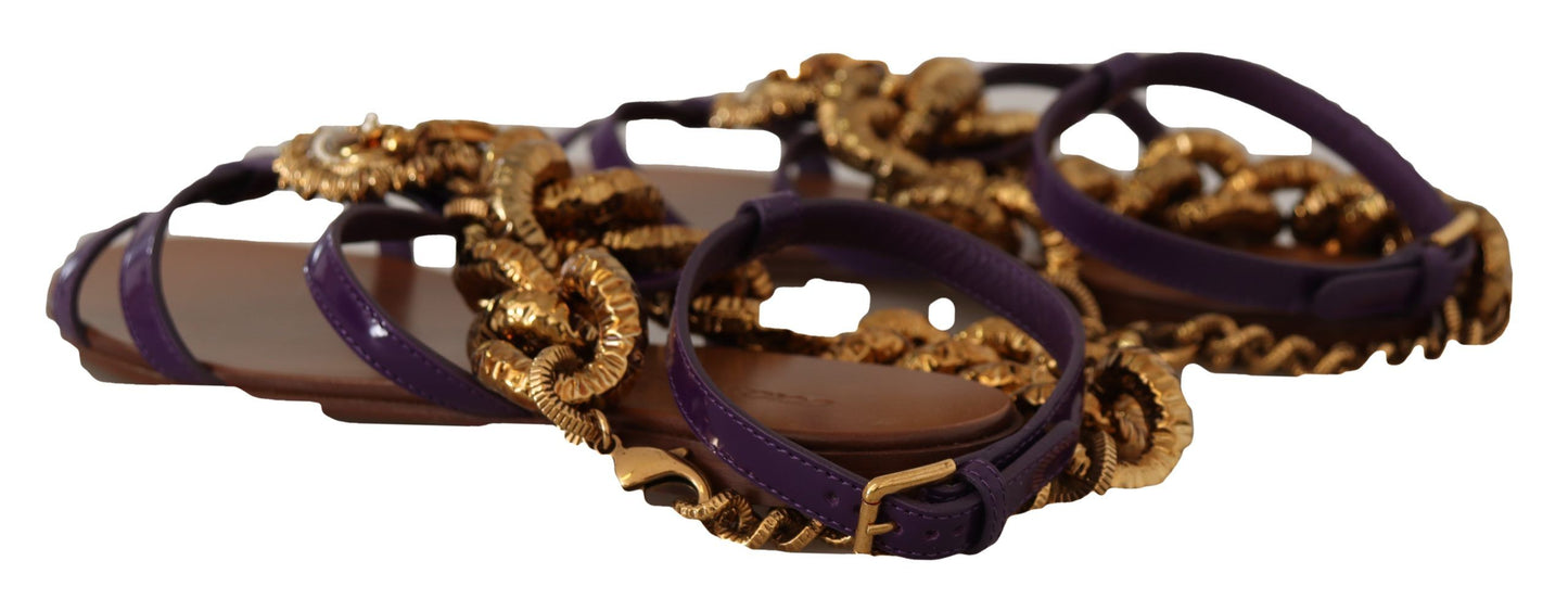 Sandales plates en cuir violet Devotion