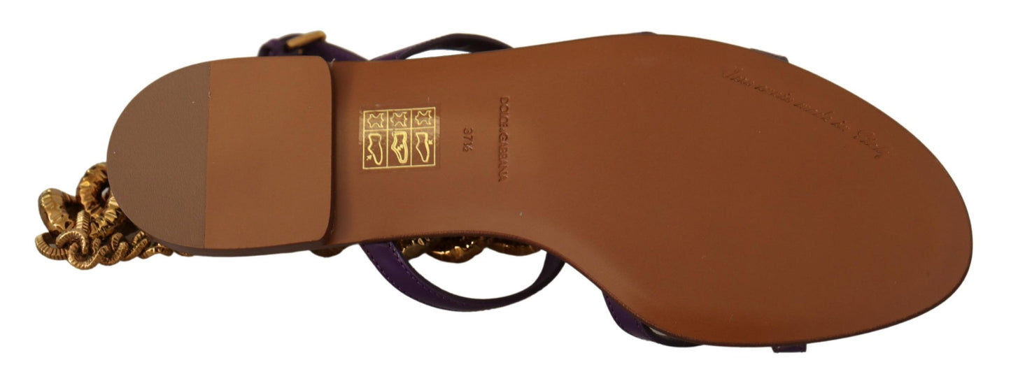 Sandales plates en cuir violet Devotion