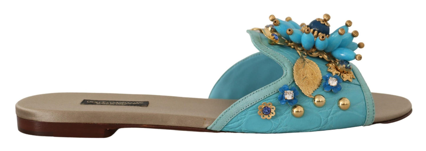 Sandales en cuir exotique Blue Crystal Blue Crystal