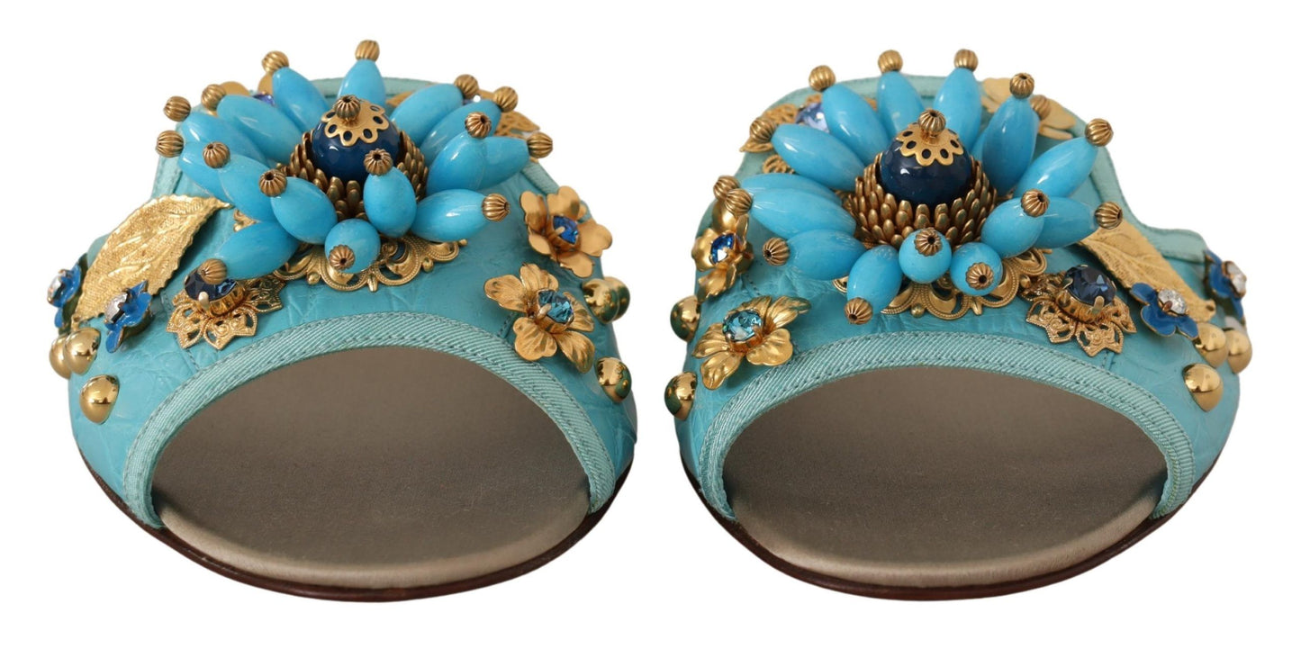 Sandales en cuir exotique Blue Crystal Blue Crystal