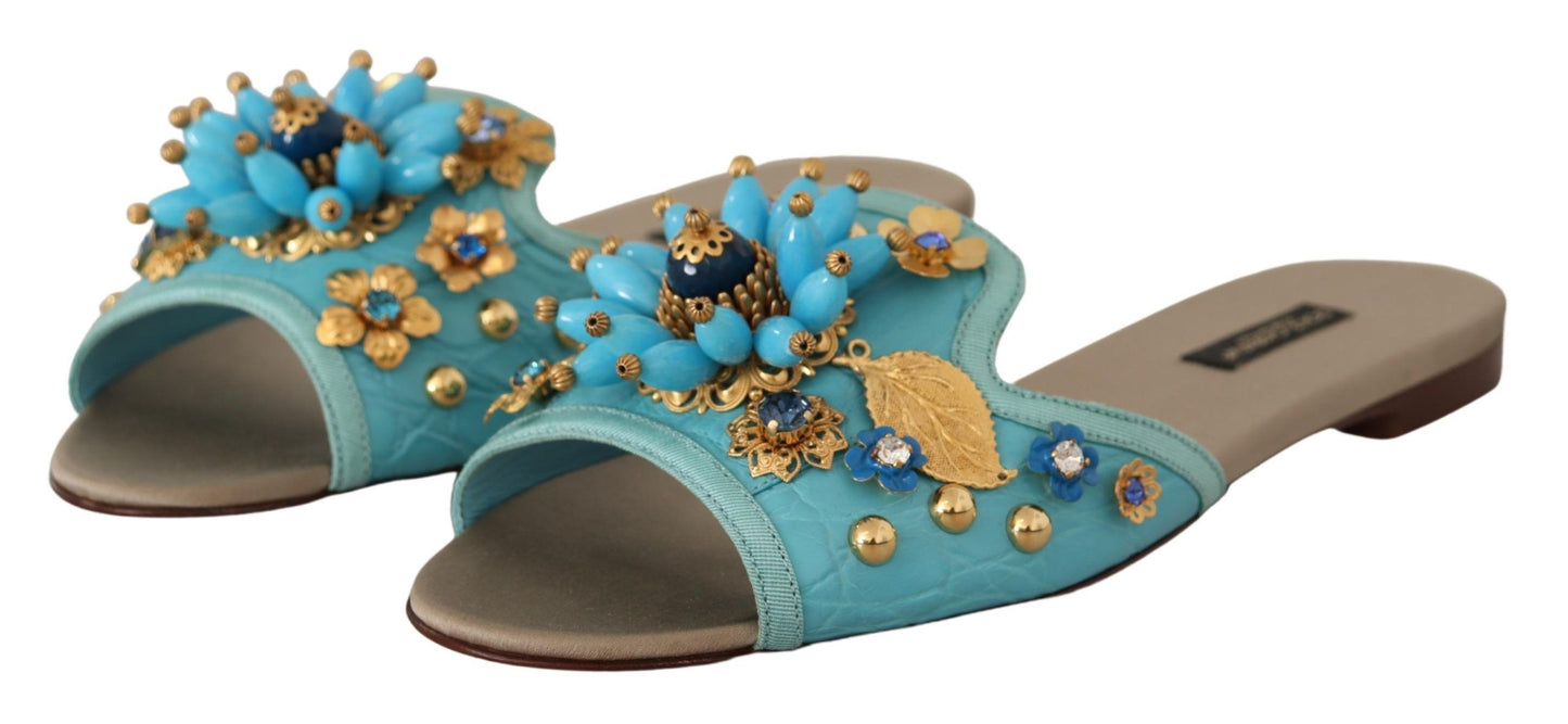 Sandales en cuir exotique Blue Crystal Blue Crystal