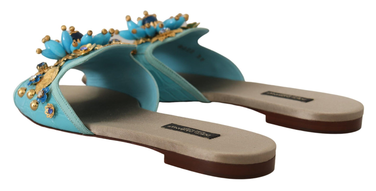 Sandales en cuir exotique Blue Crystal Blue Crystal