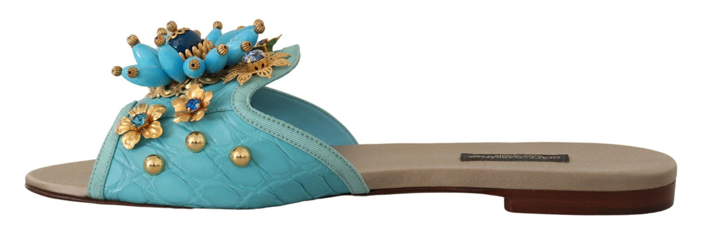 Sandales en cuir exotique Blue Crystal Blue Crystal