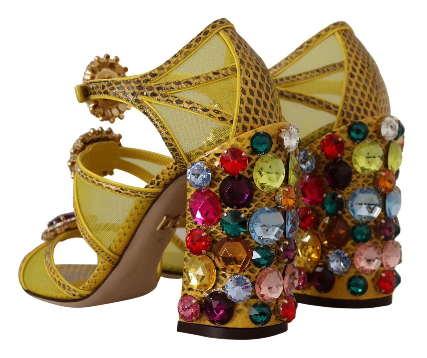 Sandales Ayers en cuir jaune et cristal