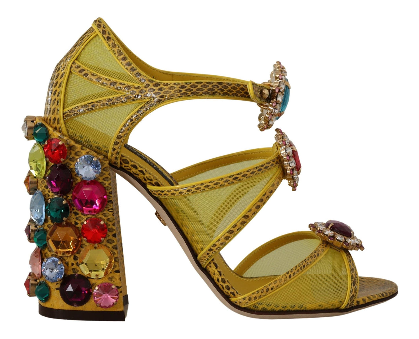 Sandales Ayers en cuir jaune et cristal