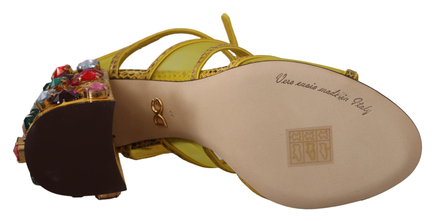 Sandales Ayers en cuir jaune et cristal