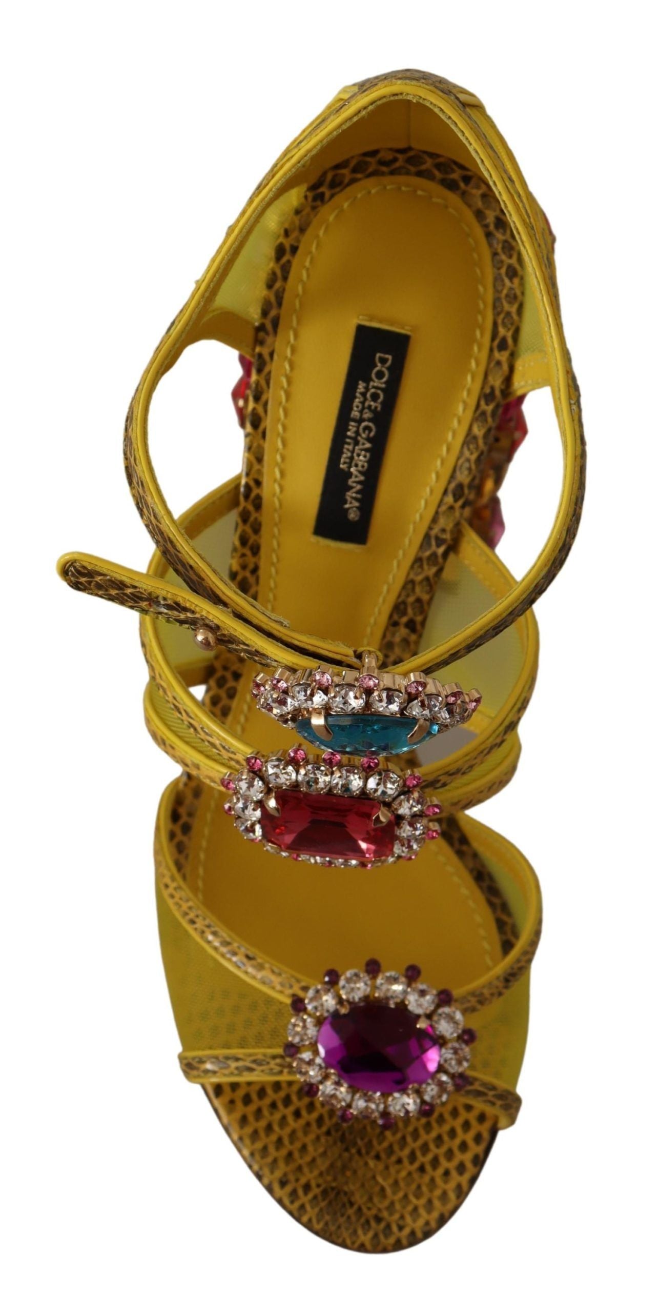 Sandales Ayers en cuir jaune et cristal
