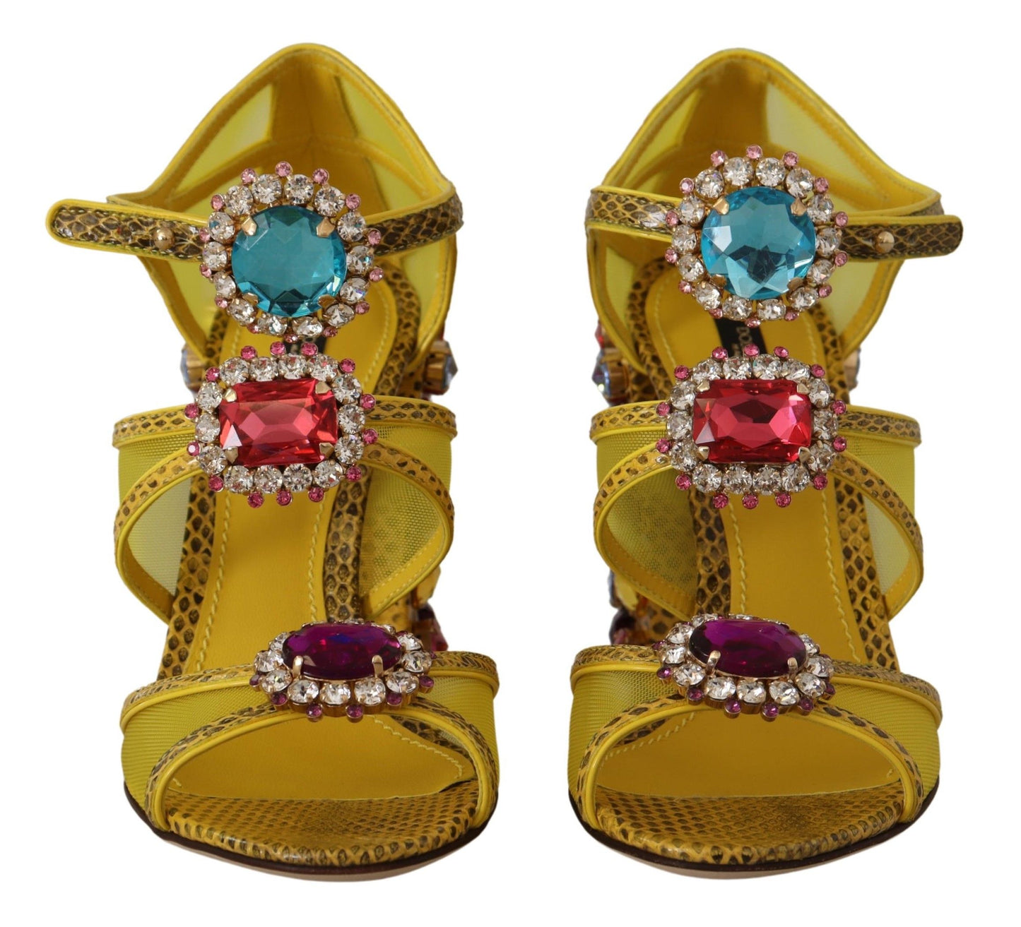 Sandales Ayers en cuir jaune et cristal