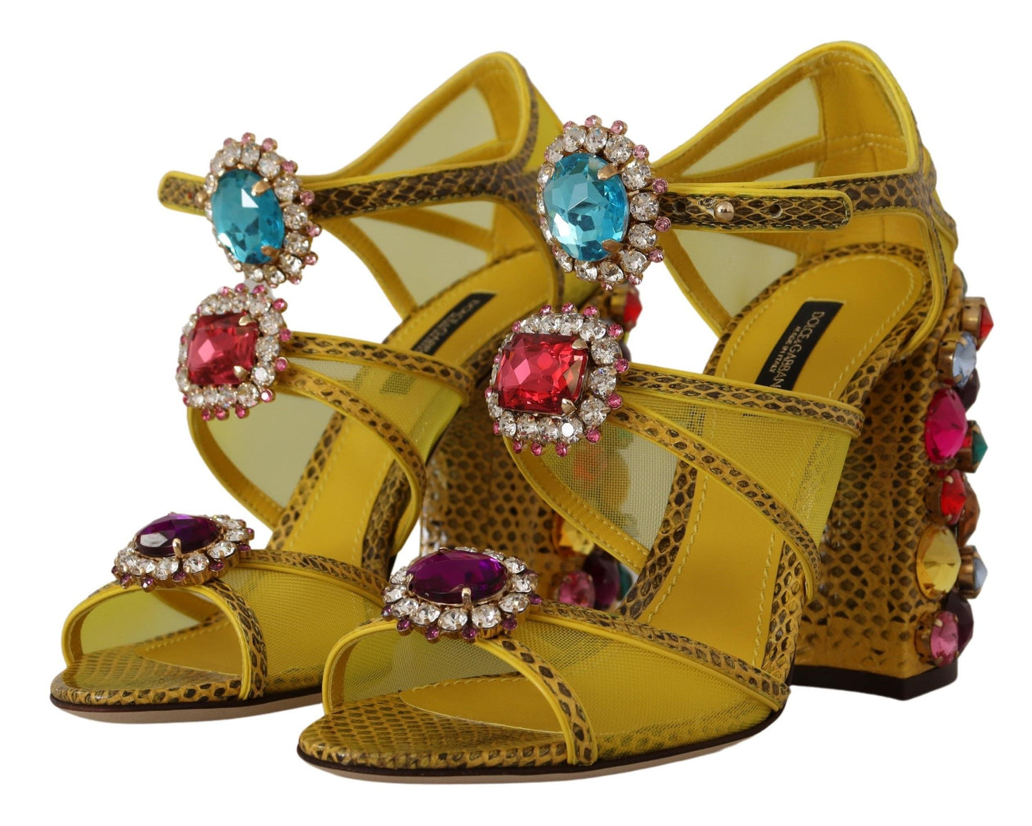 Sandales Ayers en cuir jaune et cristal