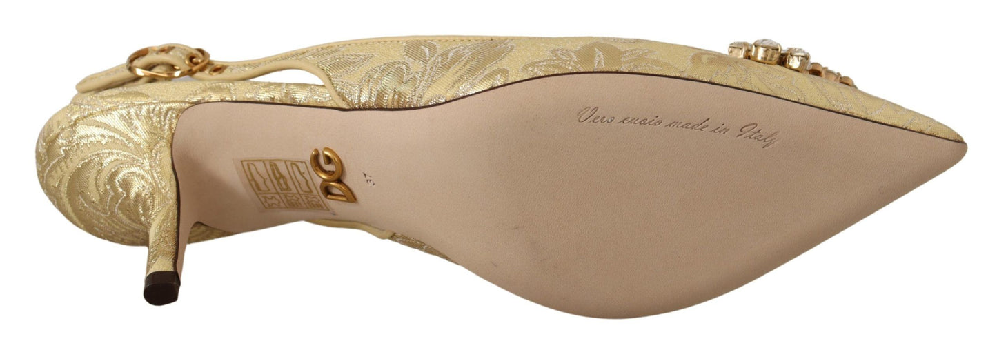 Escarpins à talons et brides arrière en cristal doré