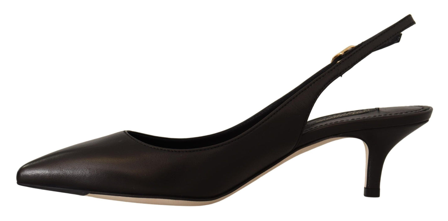 Escarpins à talons et brides arrière en cuir noir