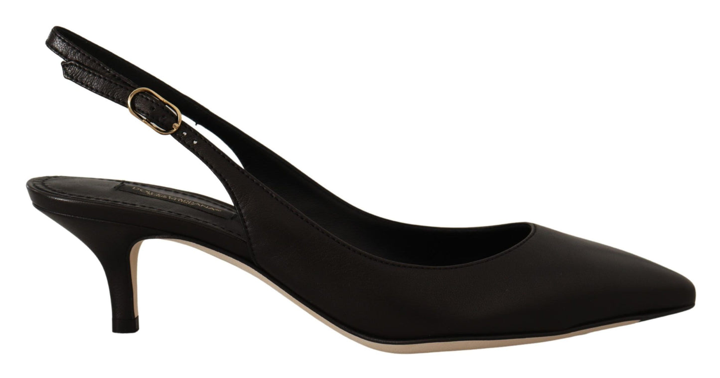 Escarpins à talons et brides arrière en cuir noir