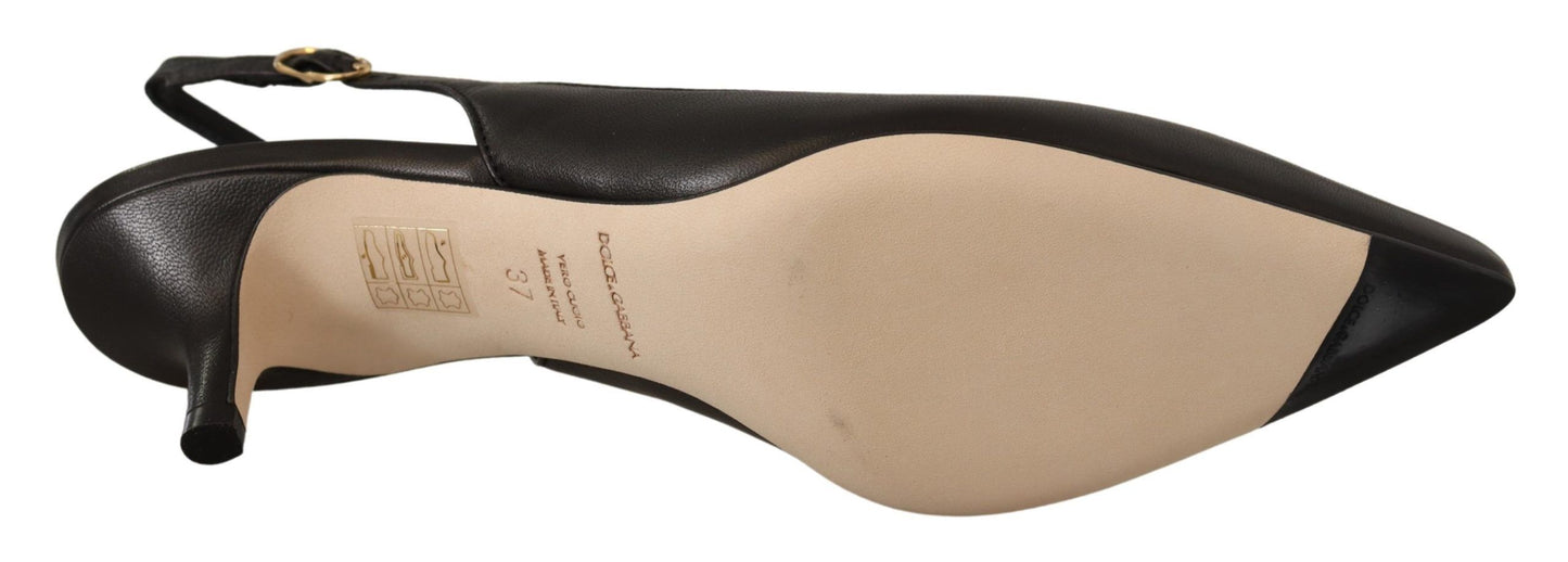 Escarpins à talons et brides arrière en cuir noir