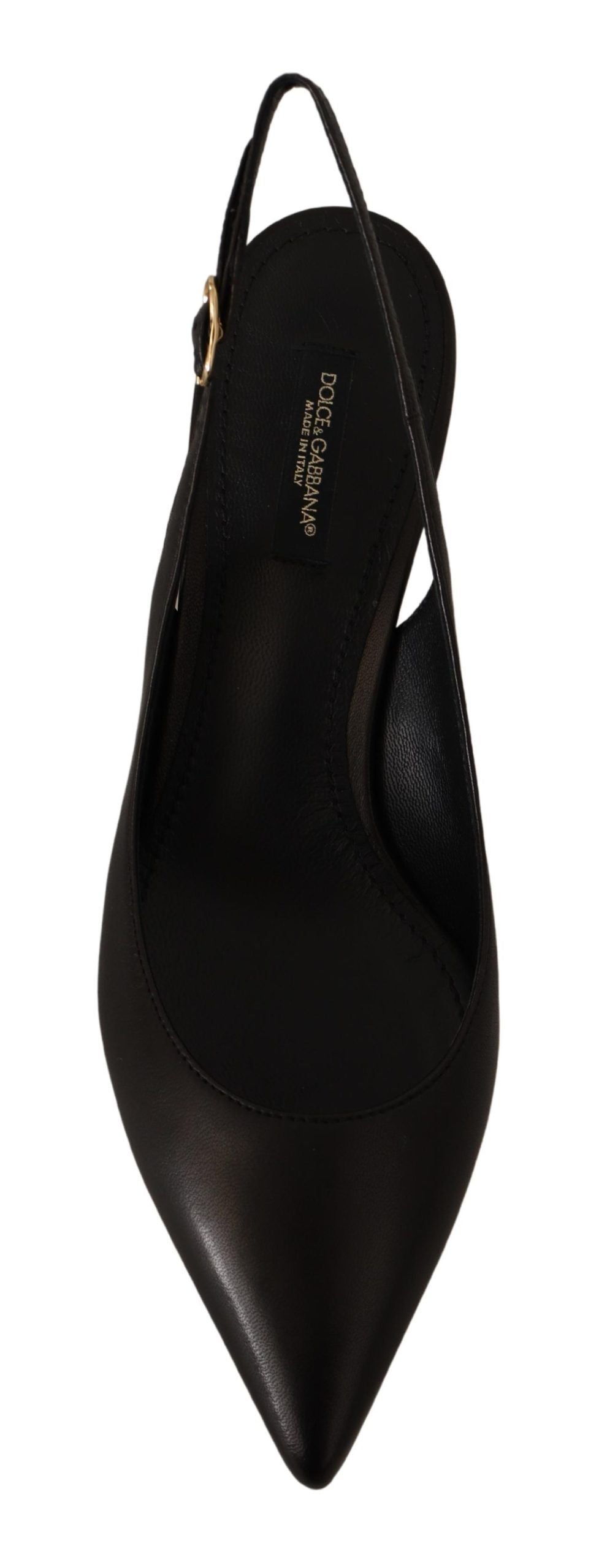 Escarpins à talons et brides arrière en cuir noir