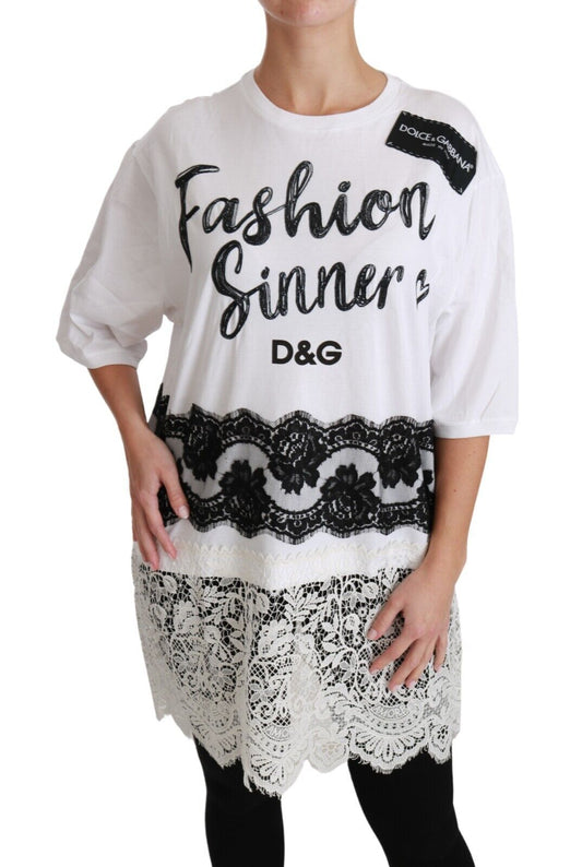 Camiseta de encaje de algodón de pecador de moda blanca