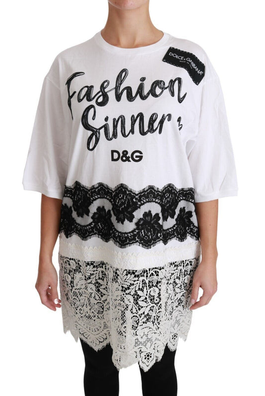 Camiseta de encaje de algodón de pecador de moda blanca