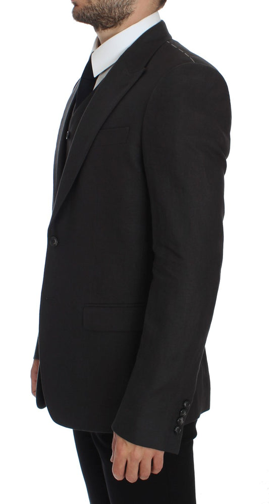 Chaqueta blazer de lino de corte entallado gris