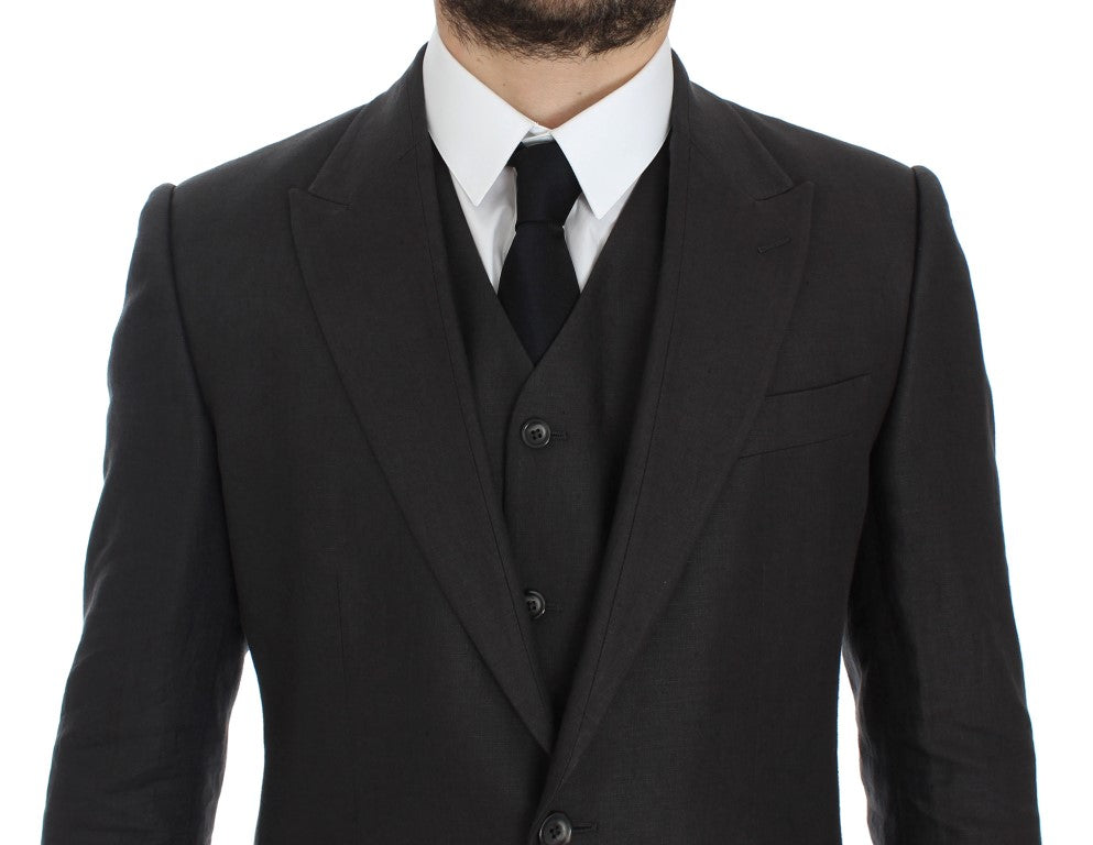 Chaqueta blazer de lino de corte entallado gris