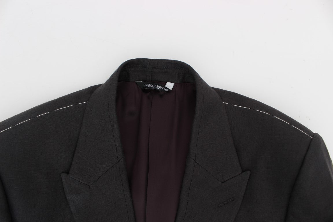 Chaqueta blazer de lino de corte entallado gris