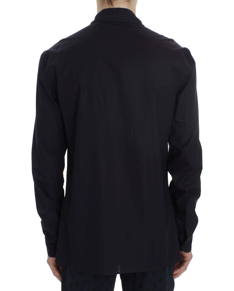 Camisa de pijama de algodón con rayas moradas