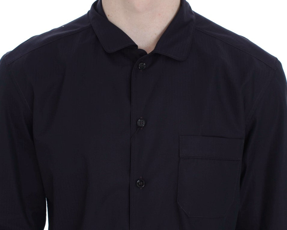 Camisa de pijama de algodón con rayas moradas
