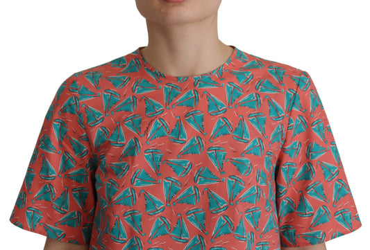 T-shirt en coton imprimé voilier rose