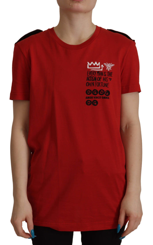 T-shirt rouge à col rond Amor Vincit Omnia