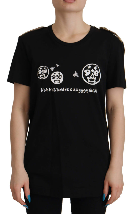 T-shirt ras du cou en coton avec logo noir