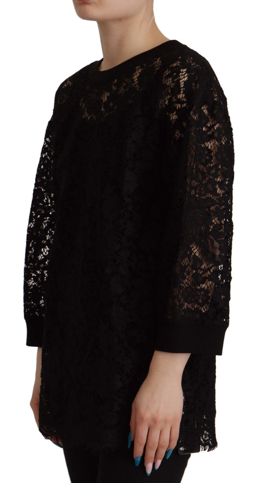 Chemisier Sicily noir en dentelle florale