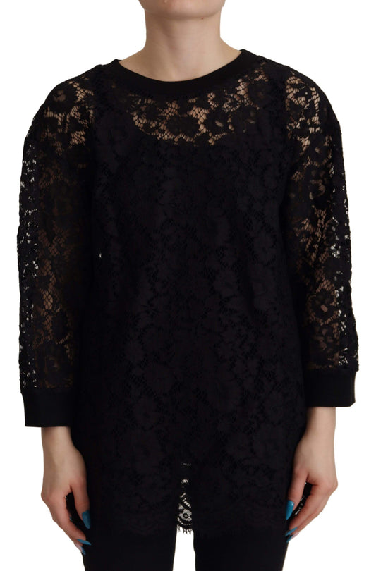Chemisier Sicily noir en dentelle florale