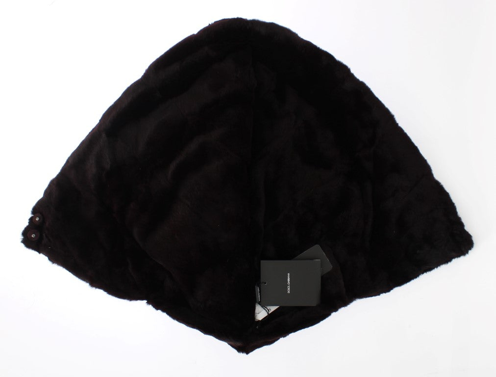 Bufanda y gorro de ganchillo con capucha de piel de comadreja morada