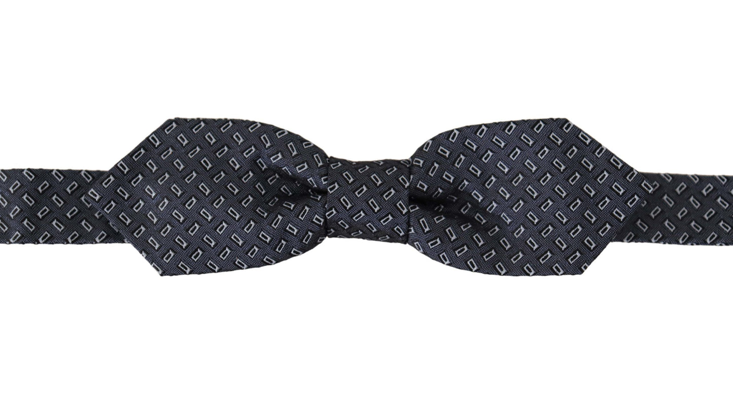 Corbata Papillon de seda 100 % con lunares azul grisáceos