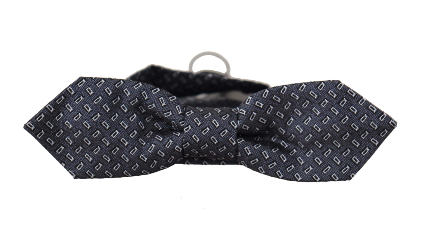 Corbata Papillon de seda 100 % con lunares azul grisáceos