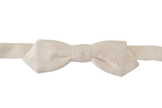 Corbata Papillon fina ajustable de seda 100 % blanca