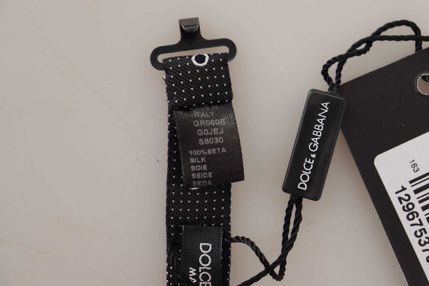 Cravate papillon 100 % soie à pois noirs et blancs