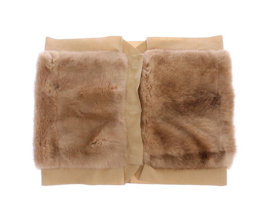 Bufanda de piel de visón beige tipo fular para el cuello