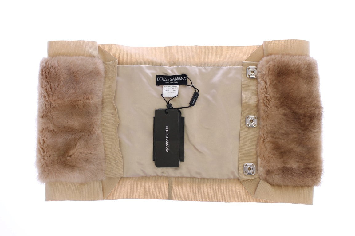 Bufanda de piel de visón beige tipo fular para el cuello