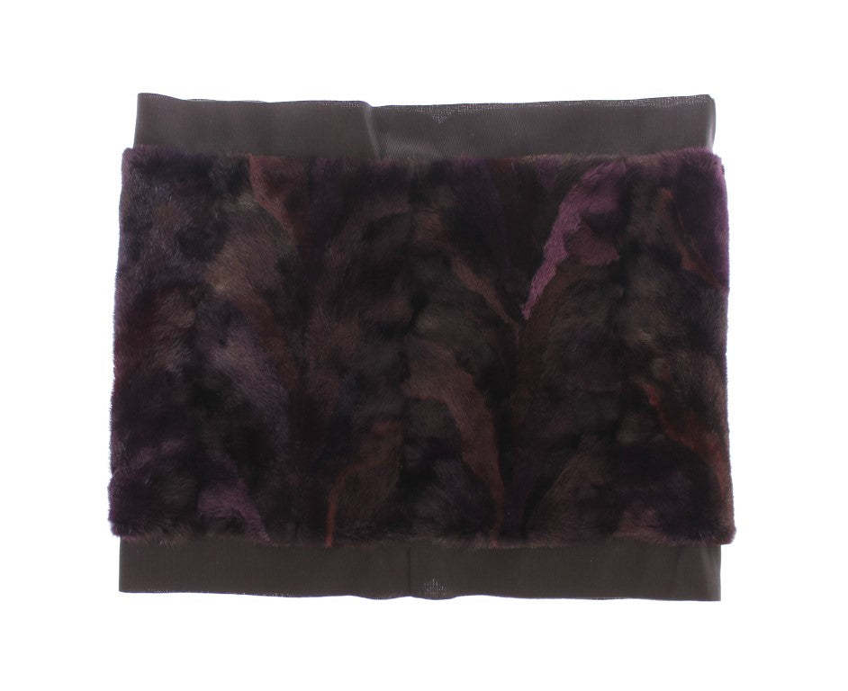 Bufanda de piel de visón morada, fular para el cuello