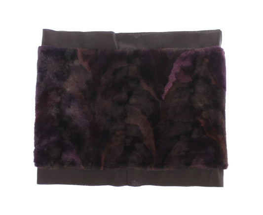Bufanda de piel de visón morada, fular para el cuello
