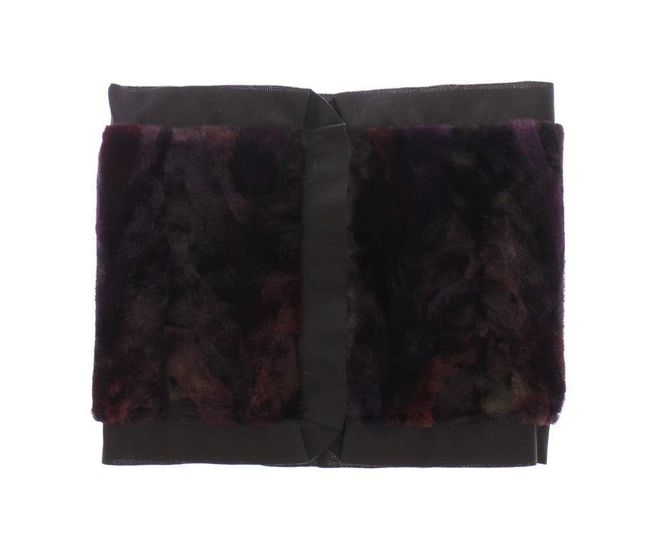 Bufanda de piel de visón morada, fular para el cuello