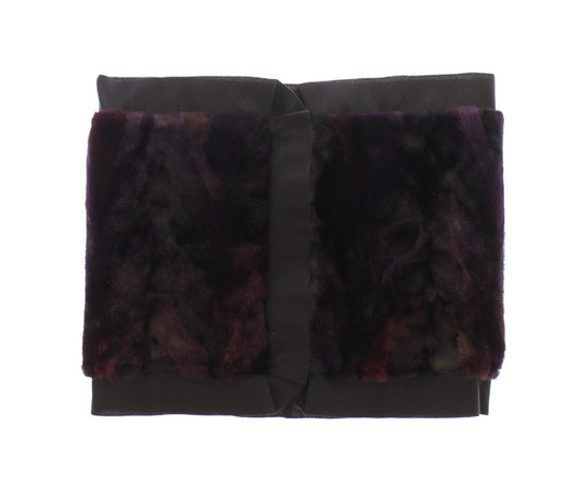 Bufanda de piel de visón morada, fular para el cuello