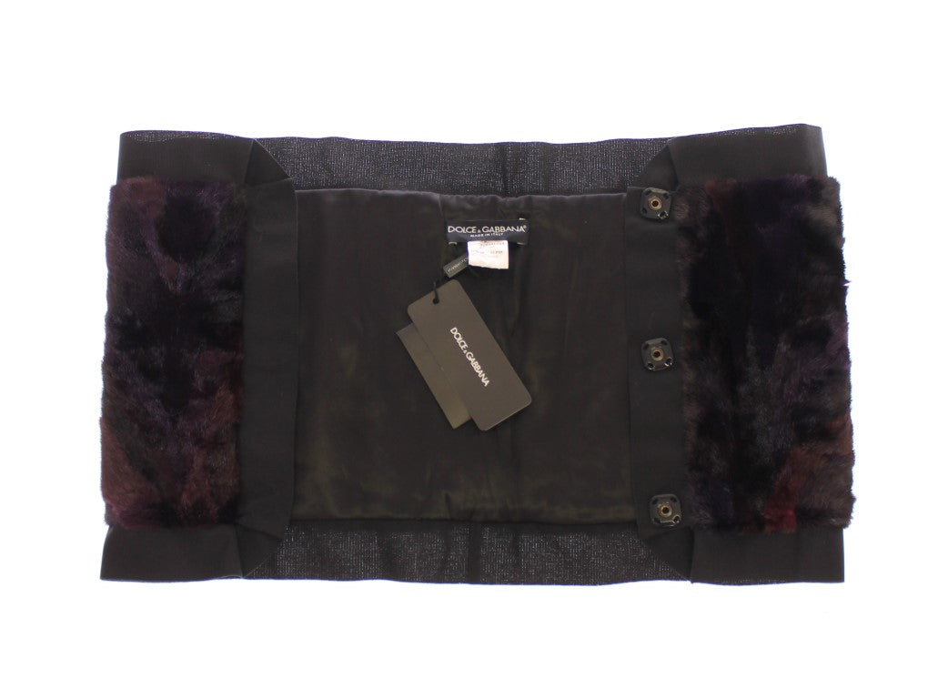 Bufanda de piel de visón morada, fular para el cuello