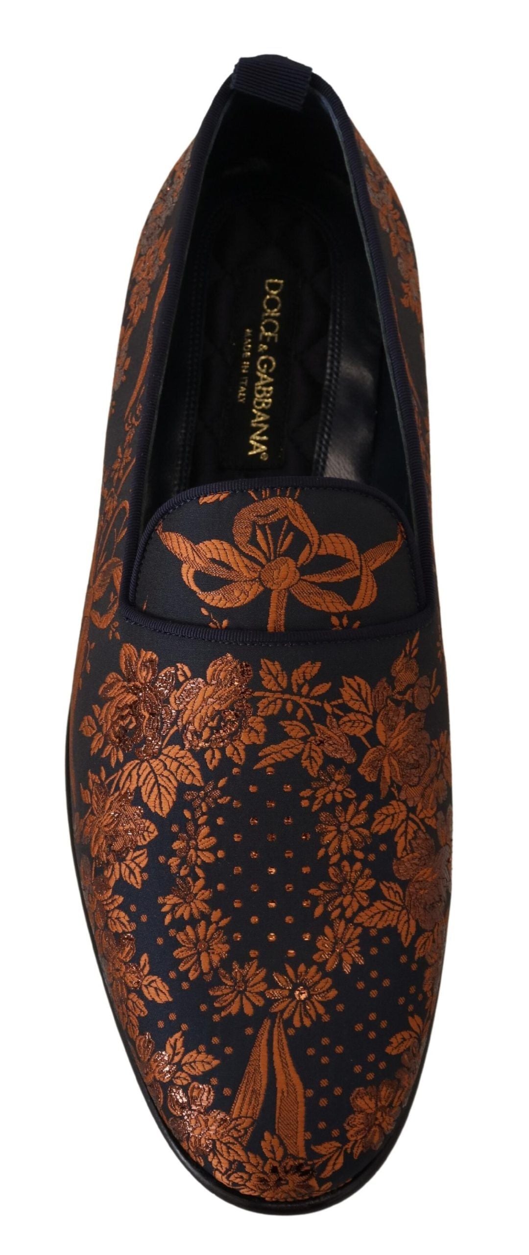 Zapatillas mocasines con estampado floral de color azul óxido