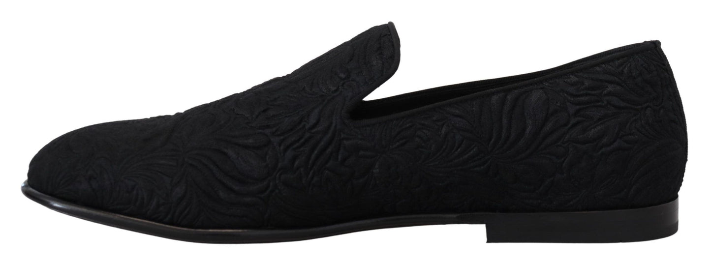 Mocassins et pantoufles en jacquard fleuri noir