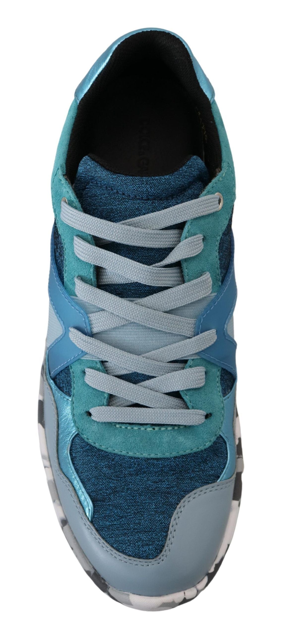 Zapatillas deportivas bajas de cuero azul grisáceo